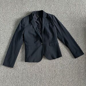 Ann Taylor Suit Jacket One Button Seasonless Stretch Blazer Size 2P Navy Blue